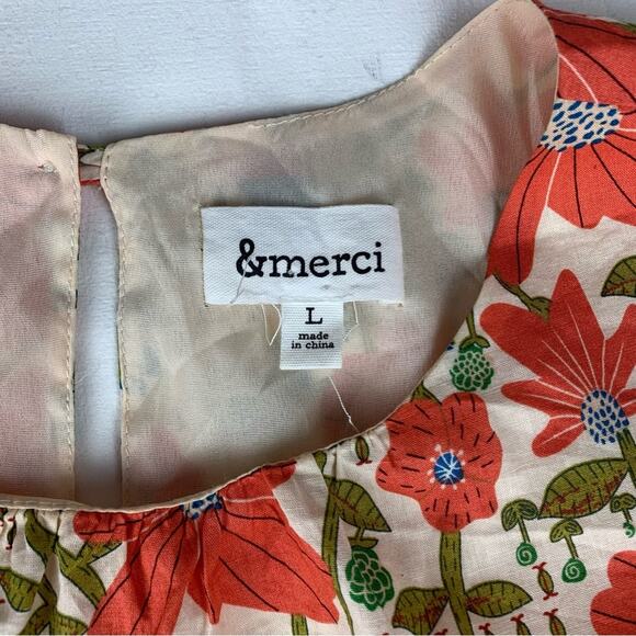 &merci women's large Floral Dress open back Red white cream bridal garden sun - Picture 3 of 12